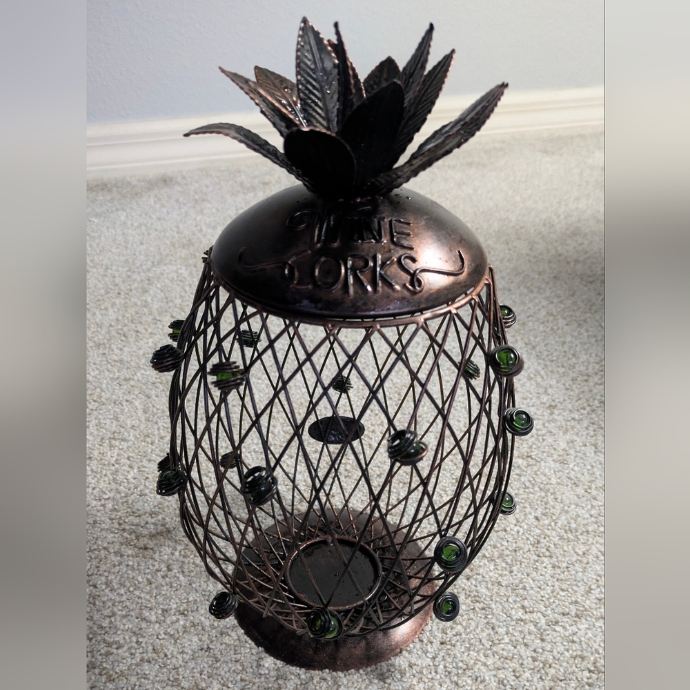 Elegant Copper Wire Wine Cork Pineapple Shape With Glass Beads